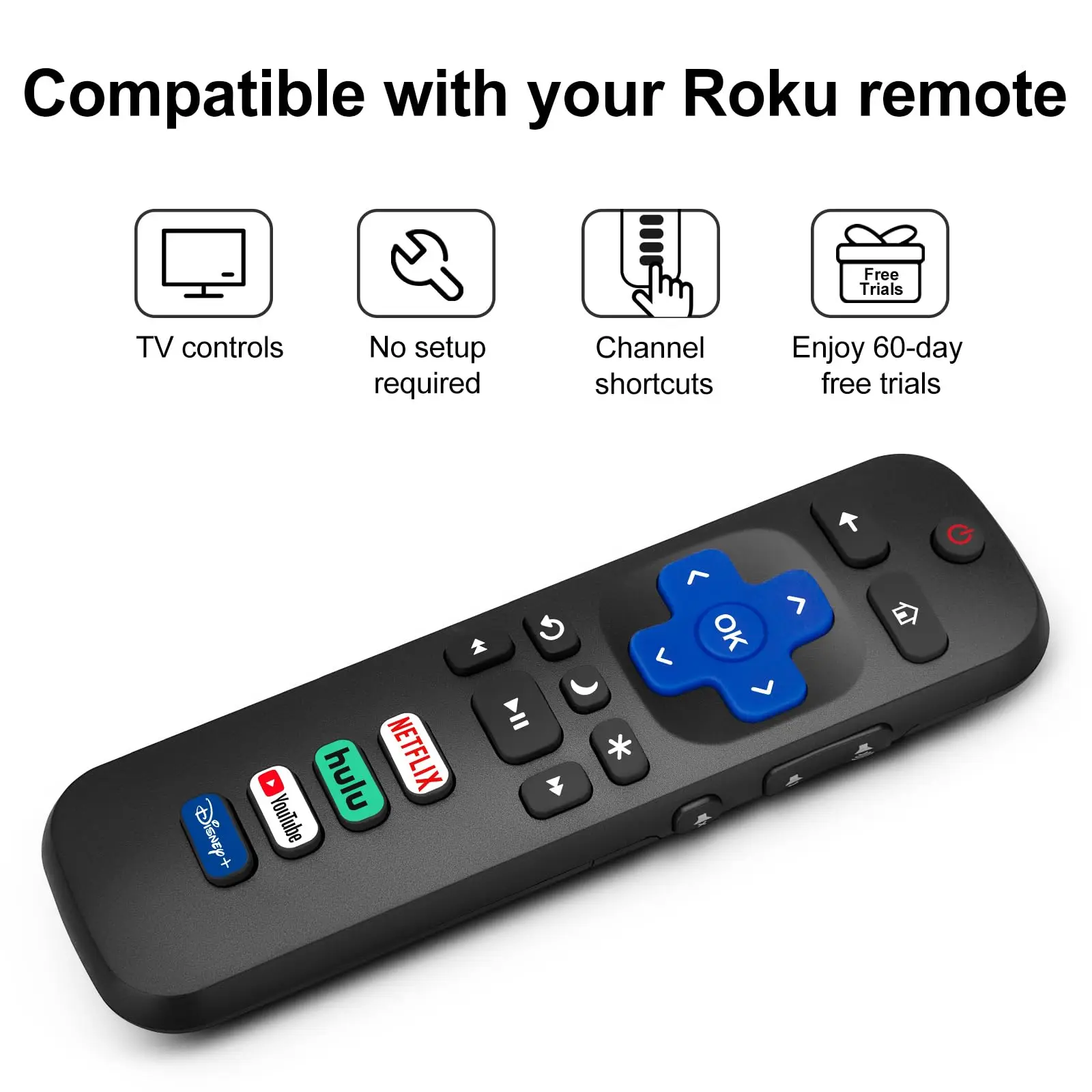 Universal Smart Remote Control for Roku TV Compatible with TCL Hisense Onn Sharp Element Westinghouse PhilipsLED Fixed Code