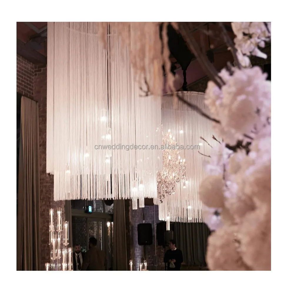 Wedding White String Curtain Ceiling Drape Wedding  Tassels