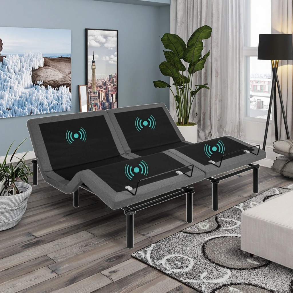 Apartment Bedroom Split King Size Adjustable Metal Bed Frame