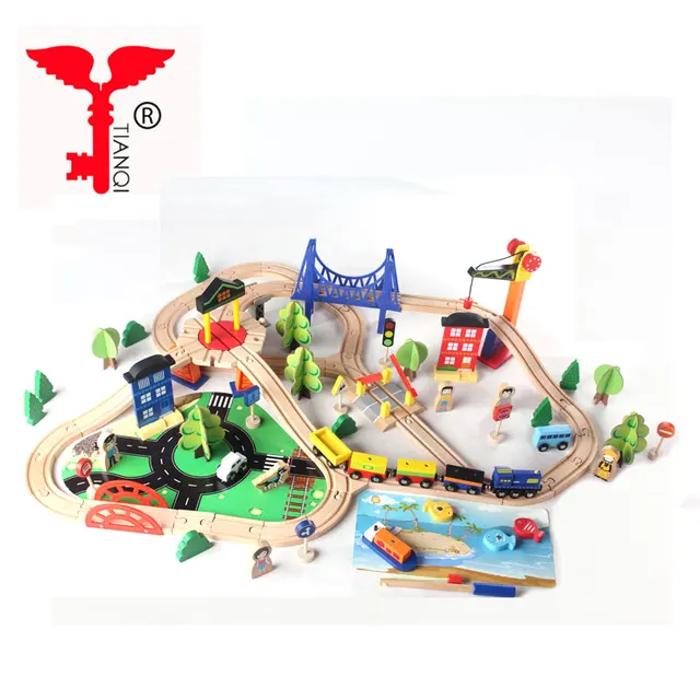 Best selling babies wood train high speed large interesting slot toy