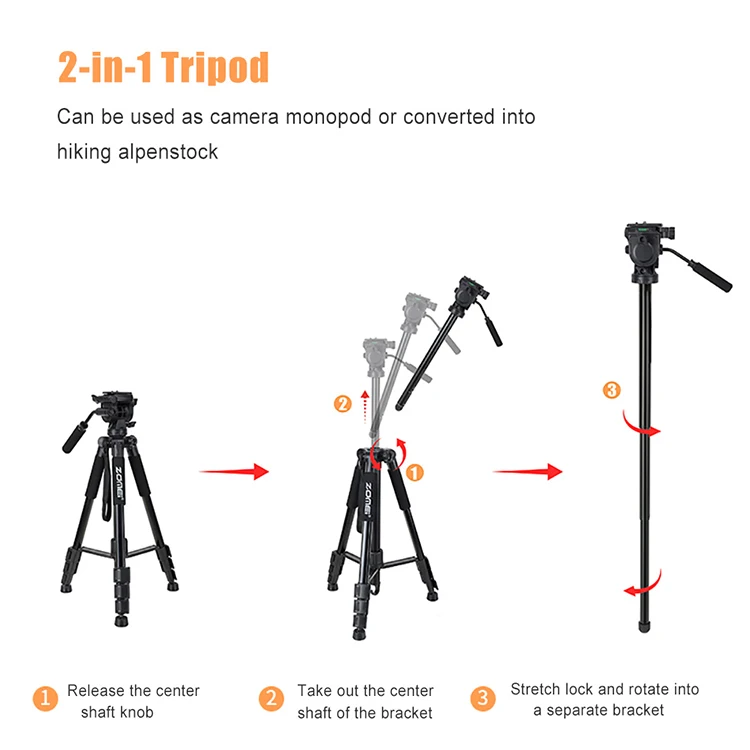 Treppiede Per Fotocamera Da 188 Cm, Treppiede Porfessional In - 5
