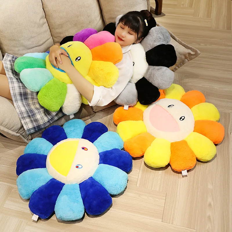Takashi Murakami Multicolored Pillow Inspired Floral Designs