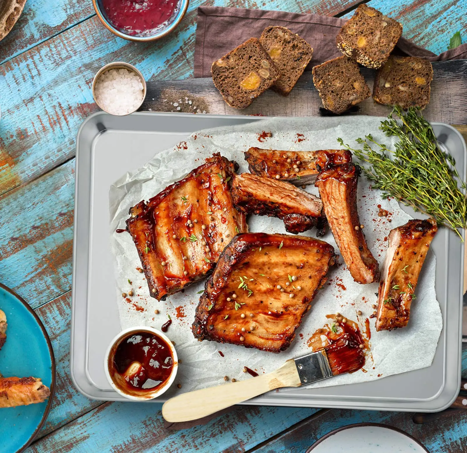 Commercial Aluminum Non-Stick Baking Tray 60*40cm Pizza Loaf Baking Pan Bread Cake Oven Baking Pan Bakeware