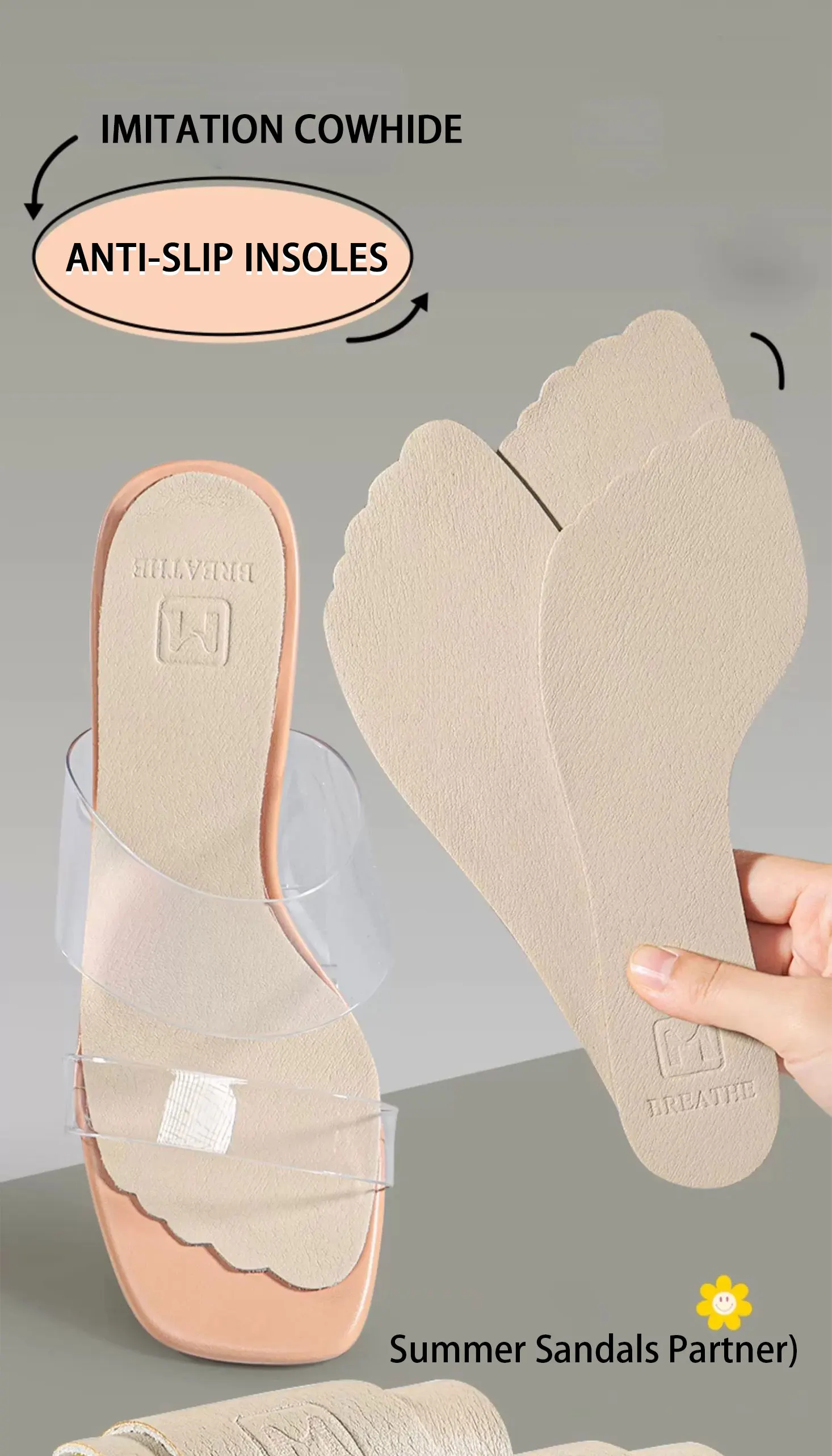 Leather Summer Sandal Replacement Insoles Self Adhesive Pads