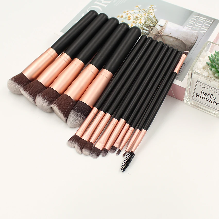 Pink Custom Makeup Brushes 14pcs Synthetic High Quality Make Up Brushes