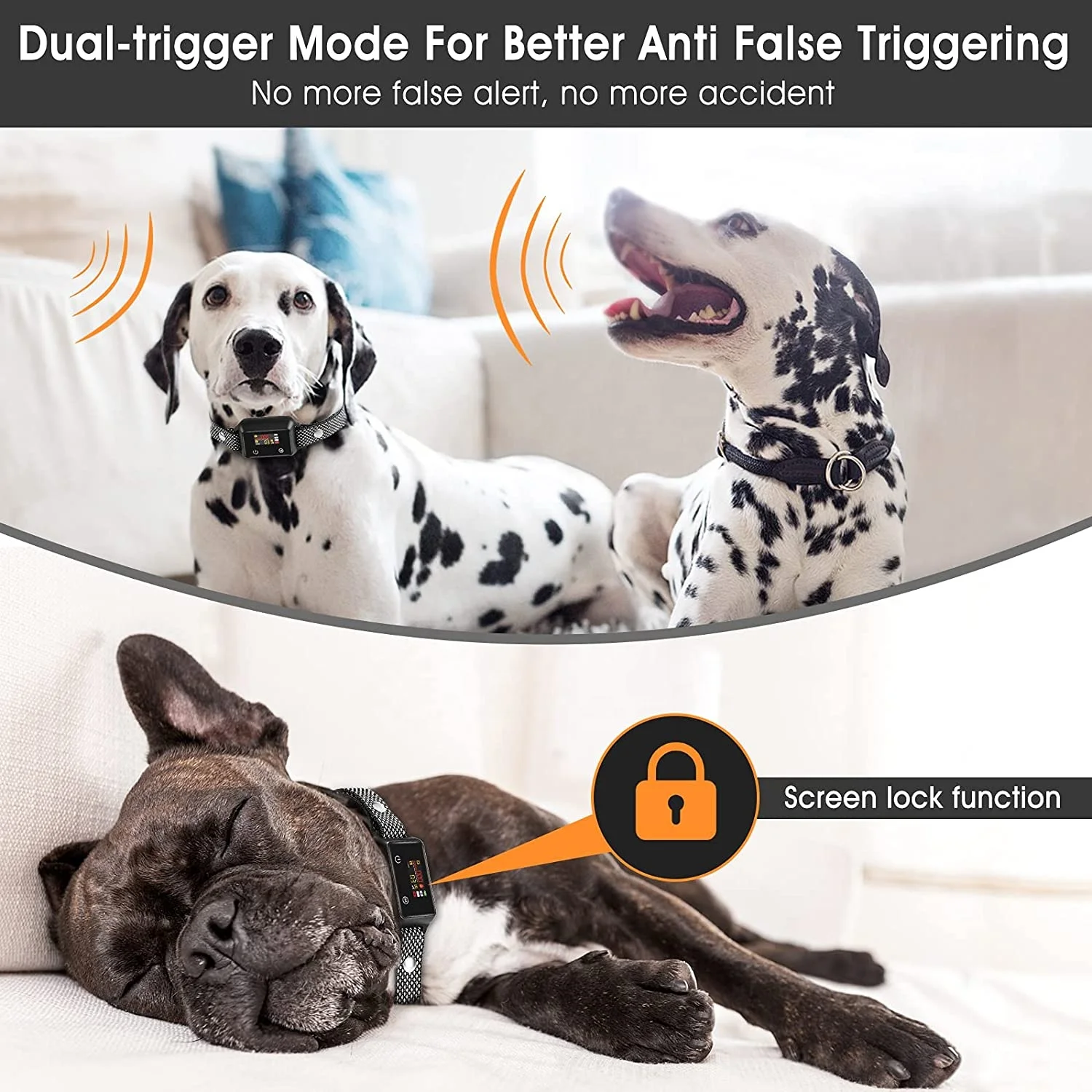 Safe Effective Rechargeable Bark Control Training Collar Beep Vibration Shock Smart Anti Bark Collar for Large Medium Small Dogs