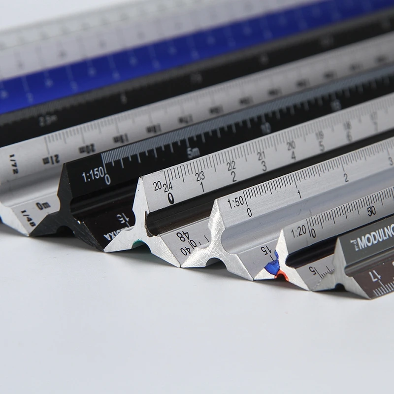 Laser Etched Aluminum Architect Triangular Scale Ruler