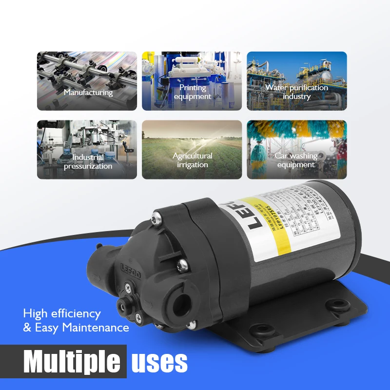 LEFOO Low Noise 75GPD 10bar RO Water Pump 24V DC Motor Diaphragm Booster Pump for Clean Drinking Water Purifier