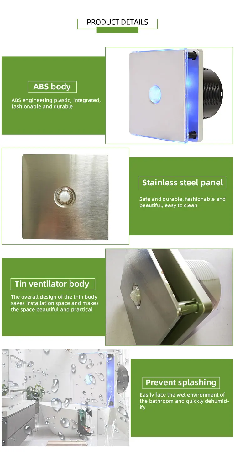 Steel Axial Bathroom Extractor, Ceiling, Stainless, IPX4, M3/h - detail 18