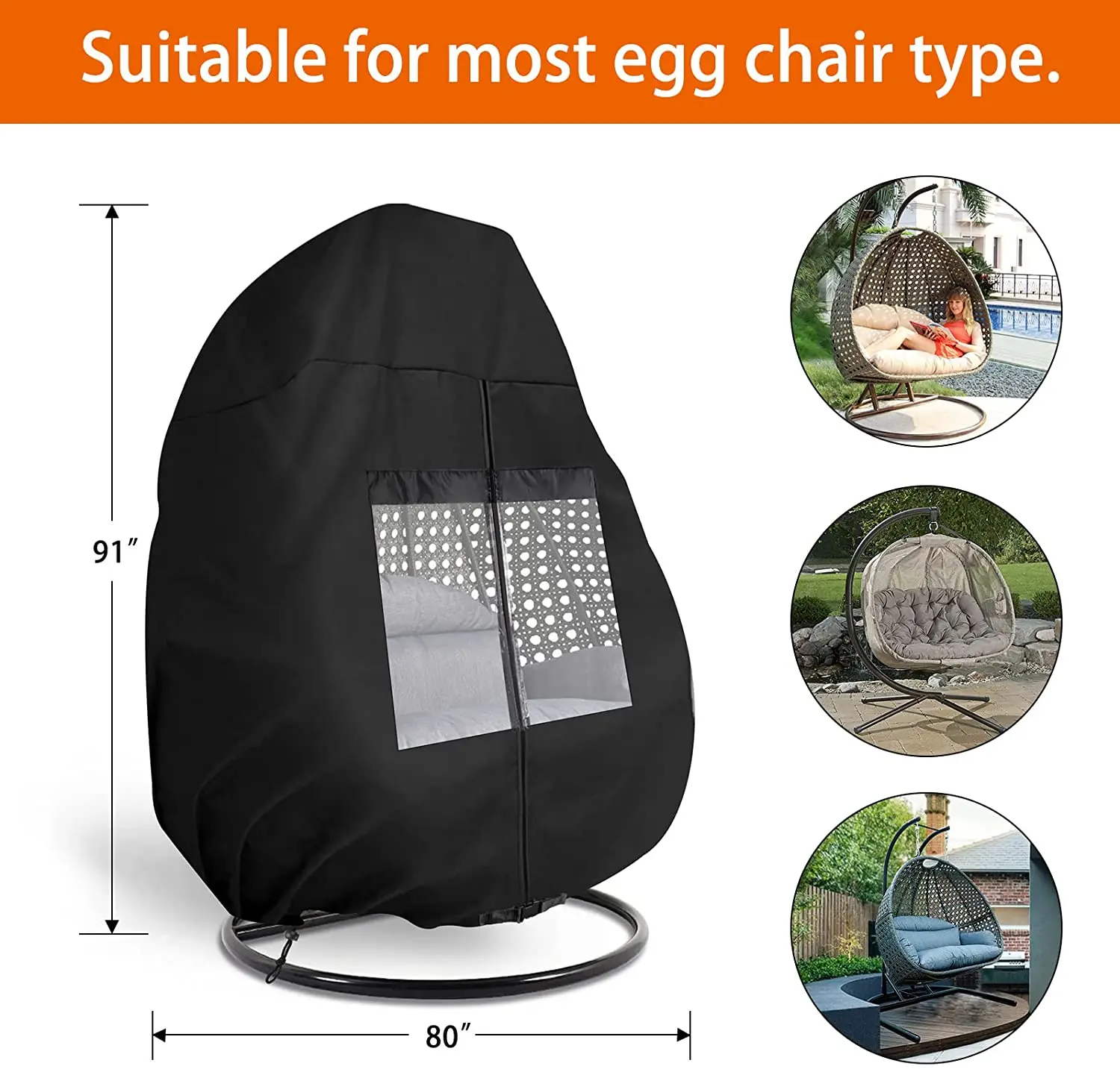 Woqi Protective Case Outdoor Hanging Waterproof Patio Chair Cover Heavy
