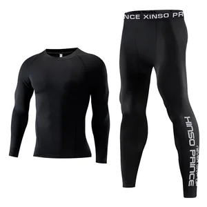 Wholesale Men 2 Pieces Sport Gym Wear Sets Workout Compression Sportswear Gym Fitness Set Sportswear