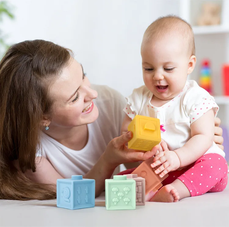 Baby Soft Toys Sensory Silicone Educational Building Blocks Toy 3d