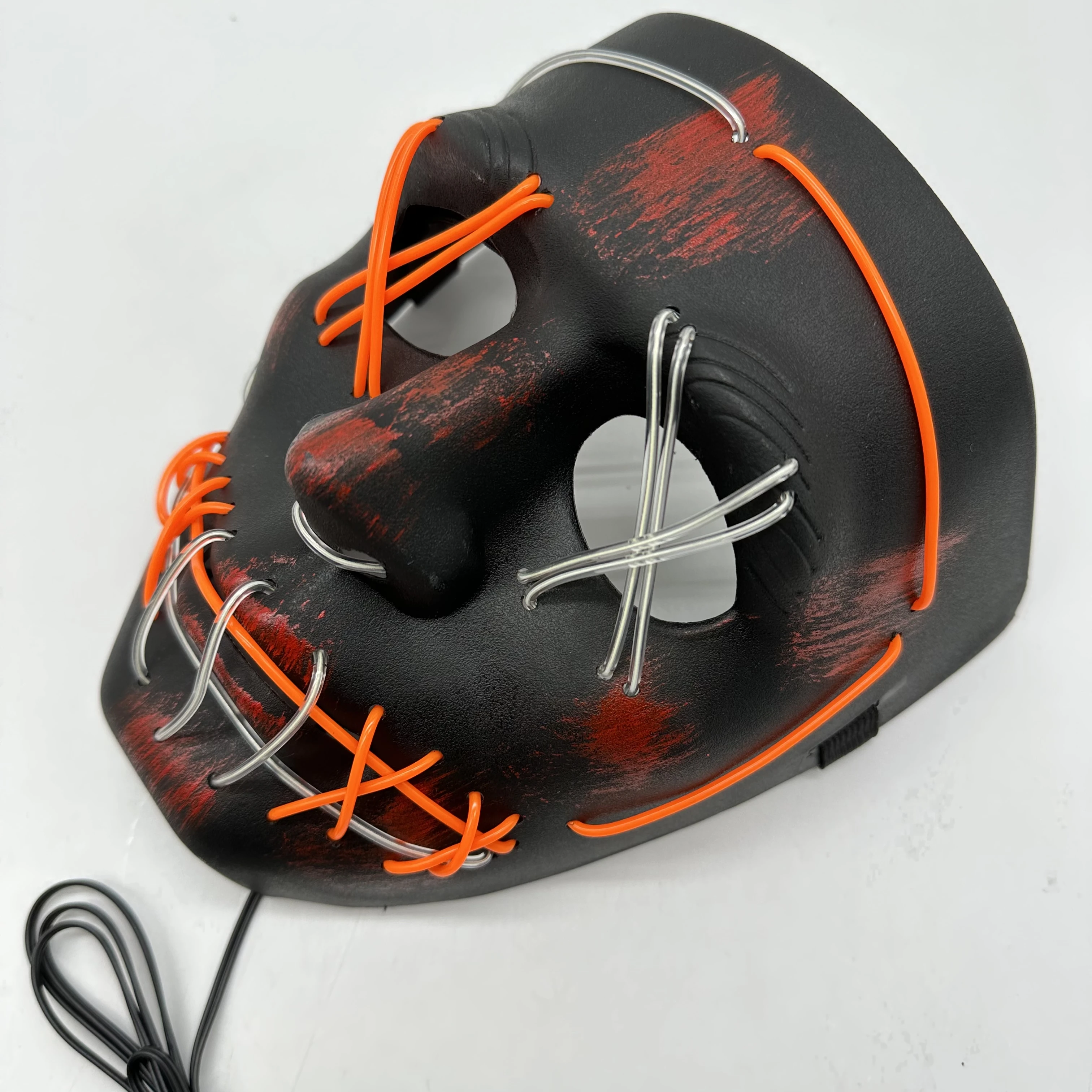 Custom Fancy Party Halloween Mask New Coming Colorful LED El Wire Rave Cosplay Made from Durable PVC Material