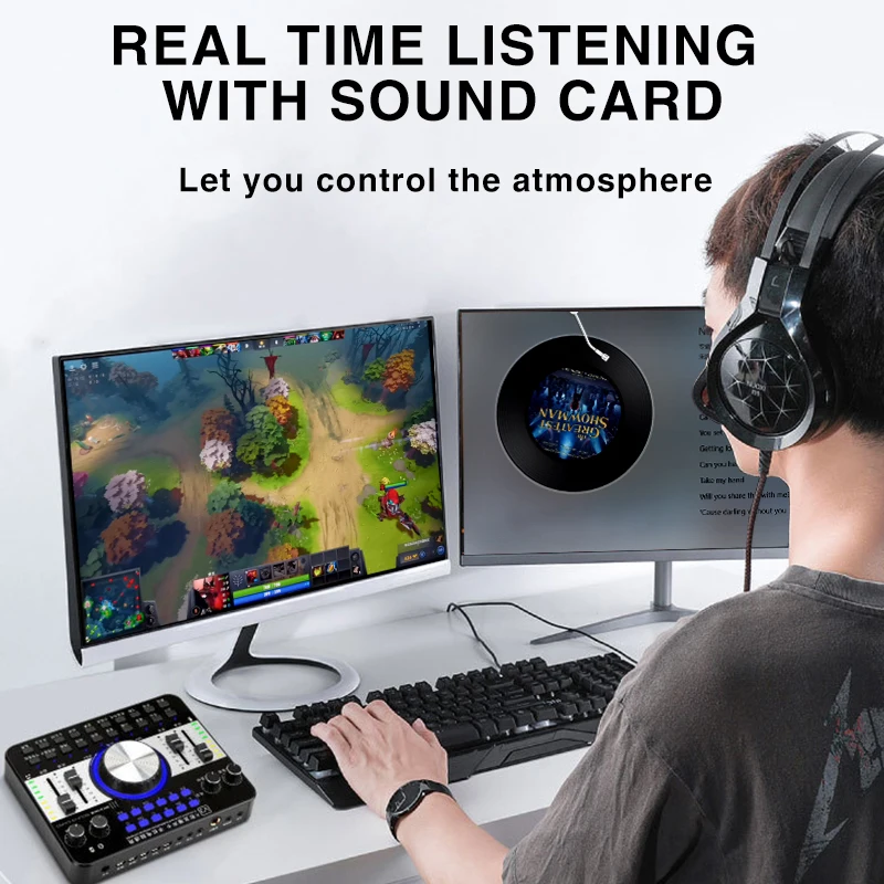 Professional Live Stream Sound Card Audio Interface Mixer Support Multi