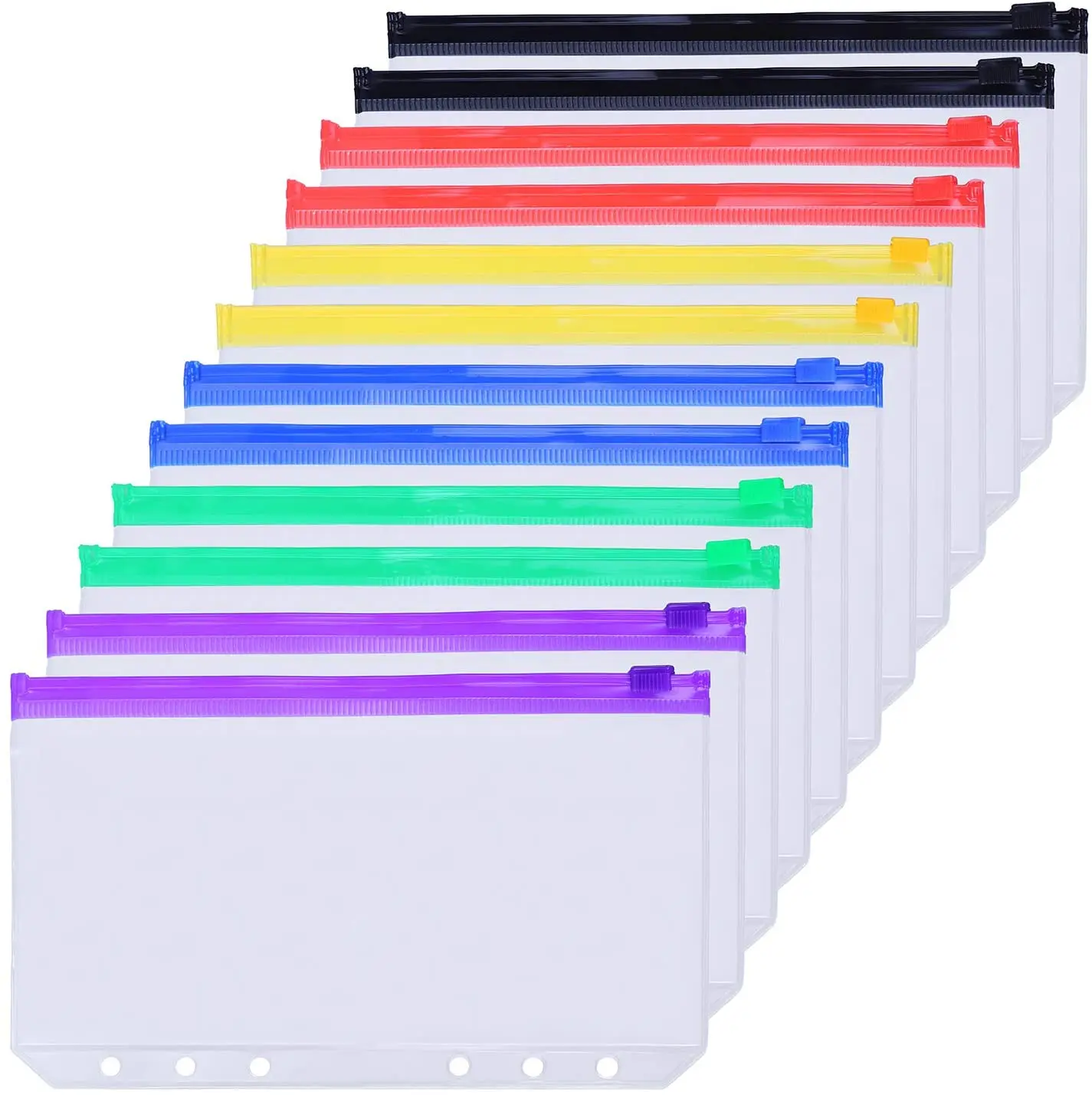 Black1, A6 A6 A5 6 Holes Binder File Folder Organizer Slide-in Plastic Bookmark Dividers Ruler