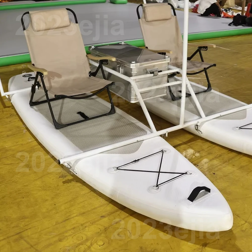 Combine Two Sup Portable Inflatable Catamaran for Lakes and Oceans Durable Leisure Fishing Pontoon and Pedal Bikes for Sale