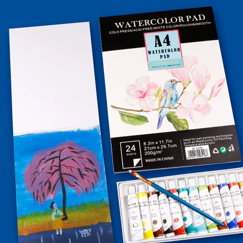 Xin Bowen新作到着A5サイズ180 Gsm水彩画本24枚絵描き紙パッド