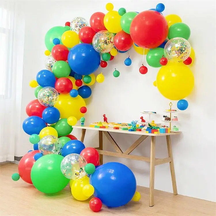 Arc-en-ciel Ballon Guirlande Arc Kit, 122pcs Ballons Colorés Guirlande Kit  Comprennent des Ballons Confettis d'Or Fixés pour Anniversaire Mariage Bébé  Douche Cirque Fête 