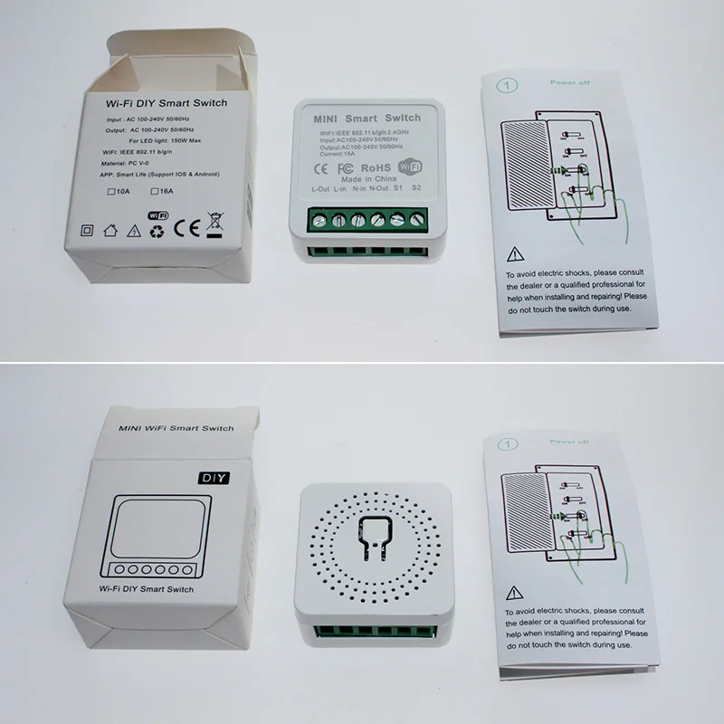 Smart Home Automation 16A Mini Smart Wifi Breaker DIY Switch Support 2 Way Control Tuya Smart Wifi Switch Module