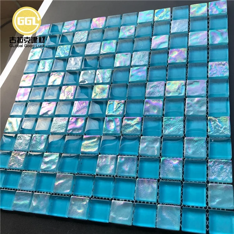 Blue Crystal Swimming Pool Tile Decorative Glass Mosaic Tile for Bathroom Shower