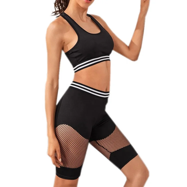 Biker shorts and top set for yoga gym running