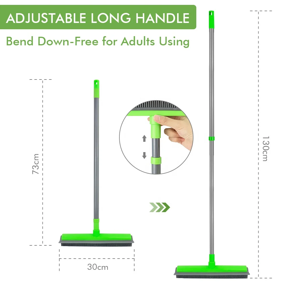 Adjustable Handle Carpet Rubber Broom With Squeegee Rubber Squeegee Head Broom