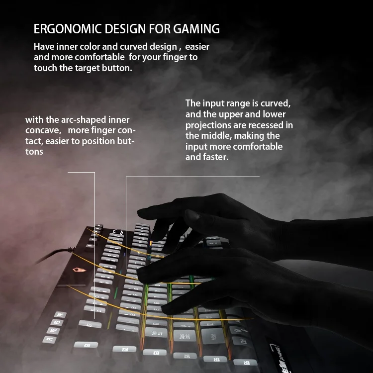 MeeTion K9420 Support Azerty Arabe Programming Macro Backlit USB PC Ordinateur Clavier Gamer Gaming Keyboard