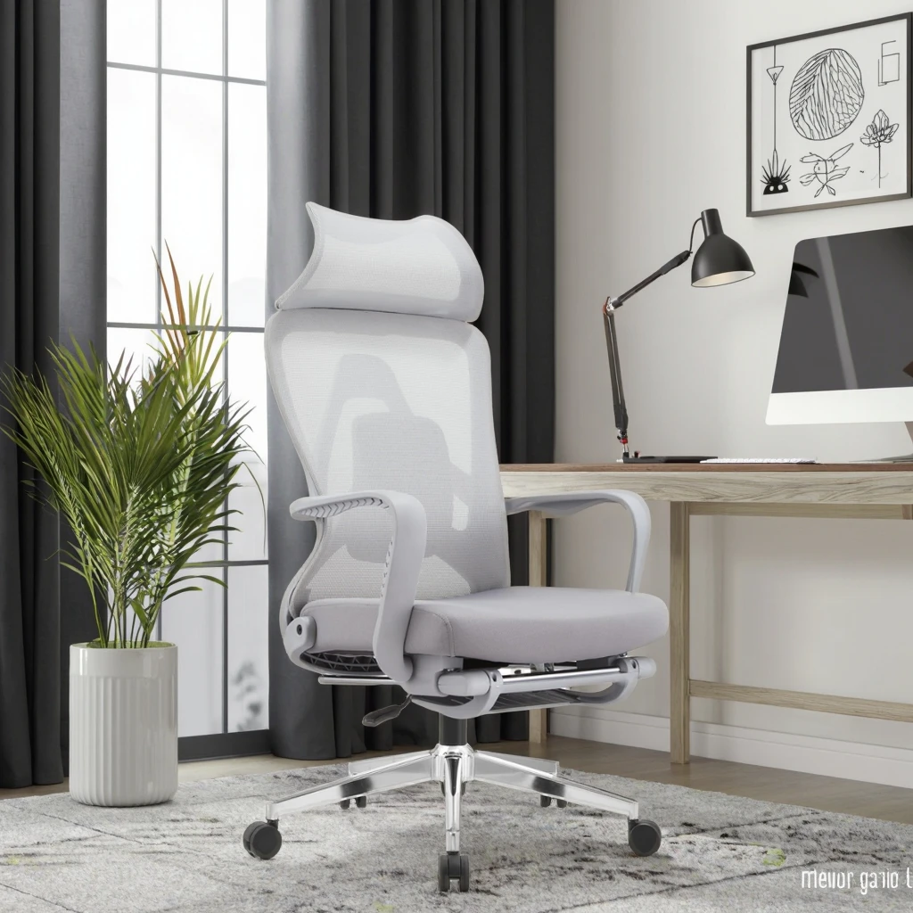 New Arrival WX-06 Gray Ergonomic Lounge Chair Multi-Adjust Lumbar System 340mm Base Professional Office Nap Chair Flexible PP 5