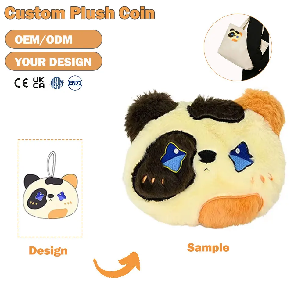 Custom Plush Coin Purse Kawaii Cartoon Keychain OEM Make Animal Design Bag Charm Coin Storage Pouch Zipper Wallet Wholesale