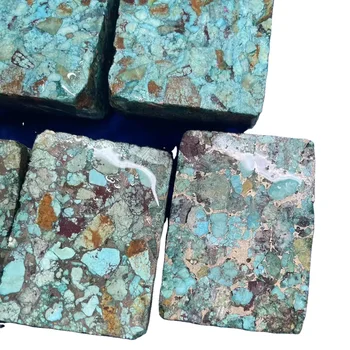Wholesale natural gems in Guangzhou, China. Blue coppery turquoise. Rough stone
