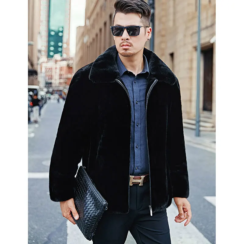 Blackglama Mink Zipper Mink Fur Coat Man Glossy Coat Jacket