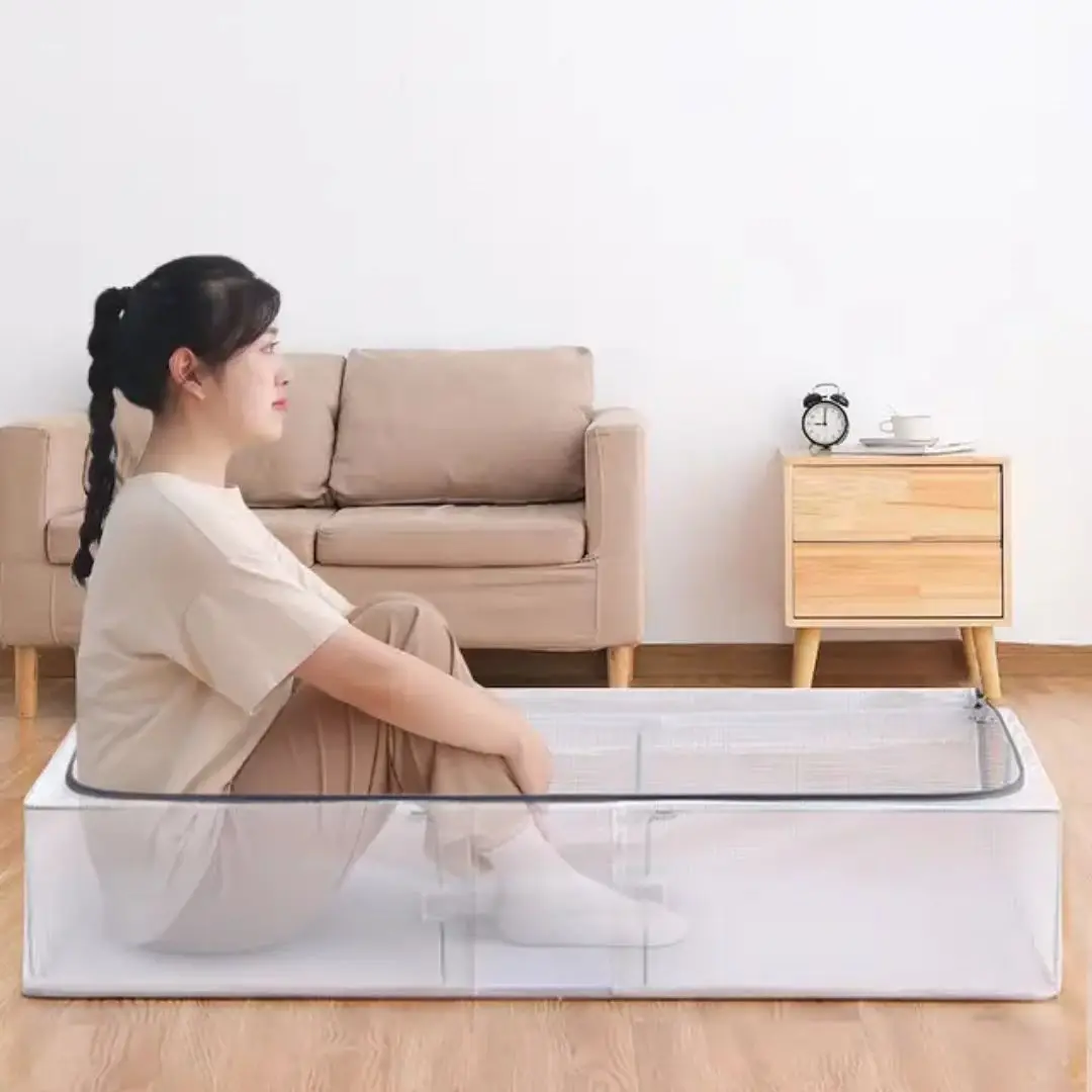 Large-Capacity Eco-friendly Folding PVC Underbed Clothes Storage Box Durable Dust-Proof Wardrobe Storage Container for Clothes supplier