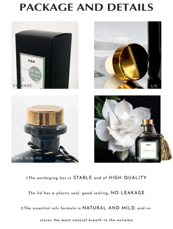 Floral Scent Reed Diffuser Black Classic 50ml Gardenia Bloom Fragrance Home Floral Scent Aroma Sets Packaging for Home