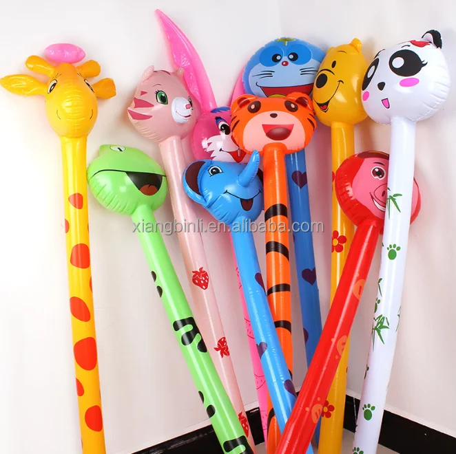 2021 Sue  Inflatable  Animals Stick with Sound Safri Animals Inflatables on a Stick- Tiger Zebra Giraffe Elephant- Party Toys