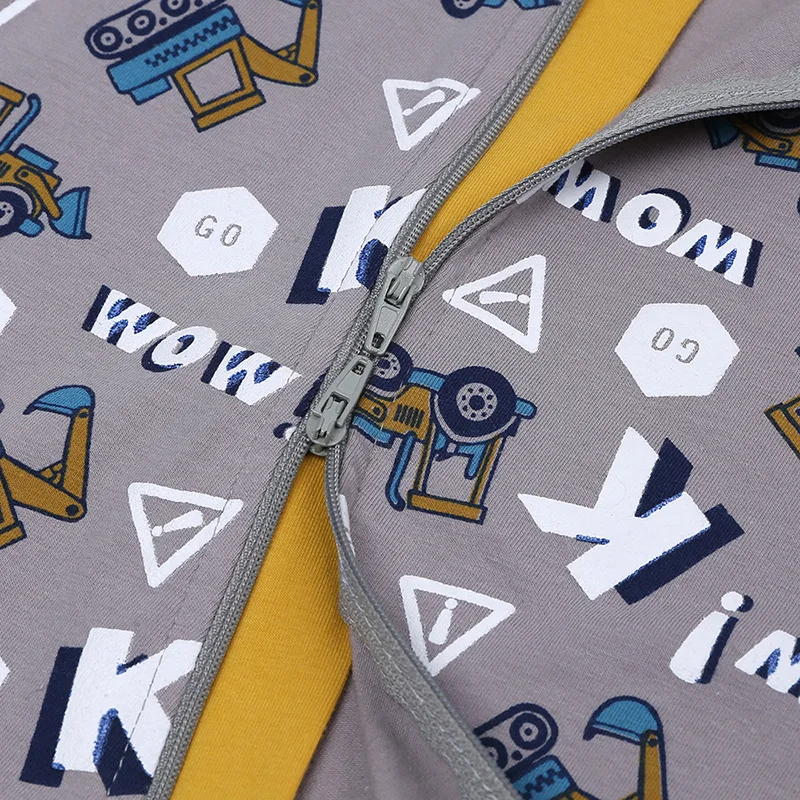 Zipper Baby Onesie Organic Cotton Custom Logo Toddler Kid Pajamas Soft Solid Color Fall Clothes