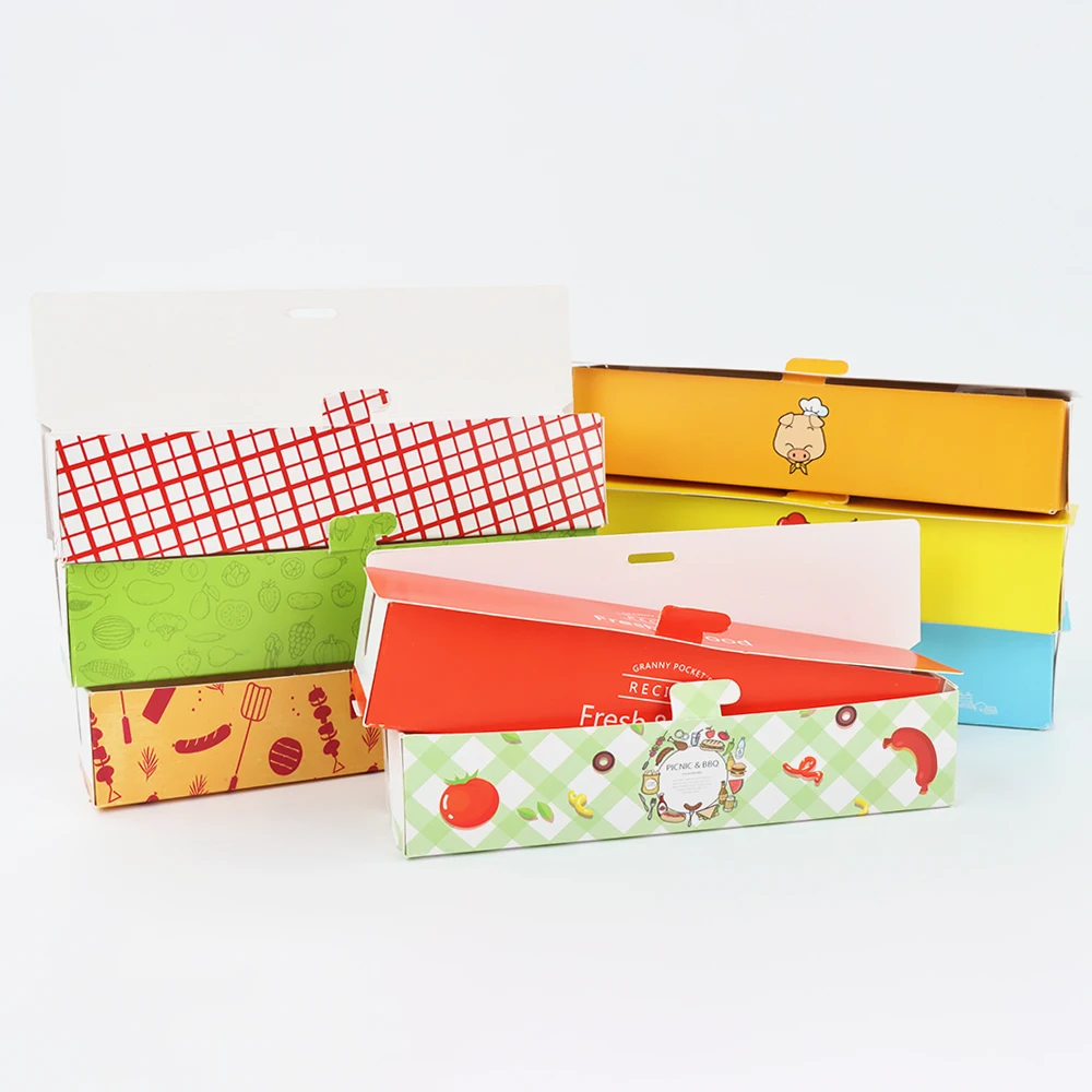 Korean Corn Dog Paper Box Logo Printed Hotdog Box Hotdog Box Take Away Packaging Small Business Biodegradable Paper Hot Dog Box