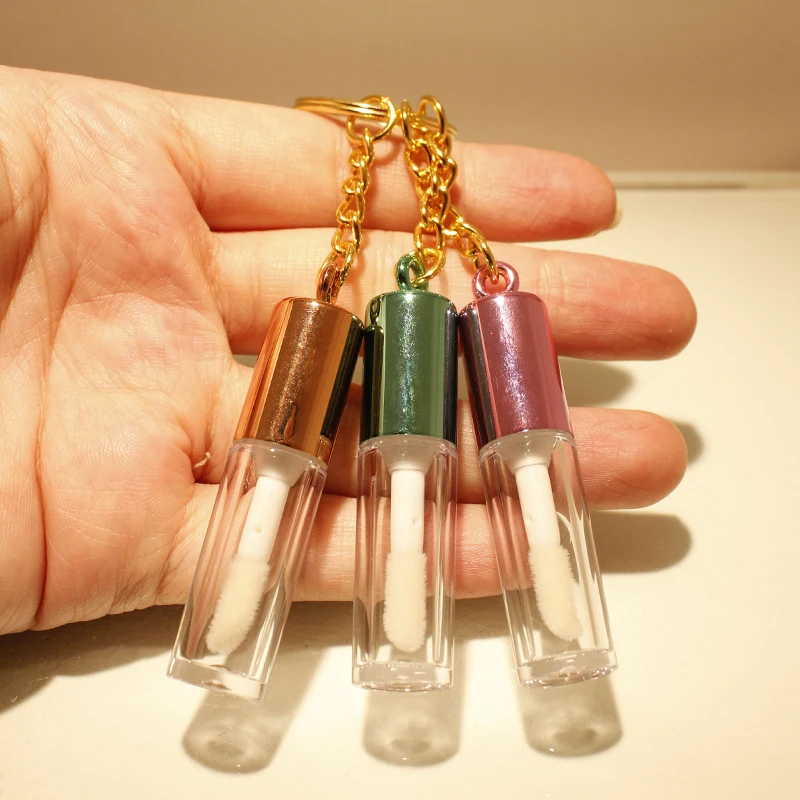 Source DIY logo keychain lip gloss tube empty lipgloss tubes mini gold lip  gloss containers clear plastic tube for cosmetic packaging on m.