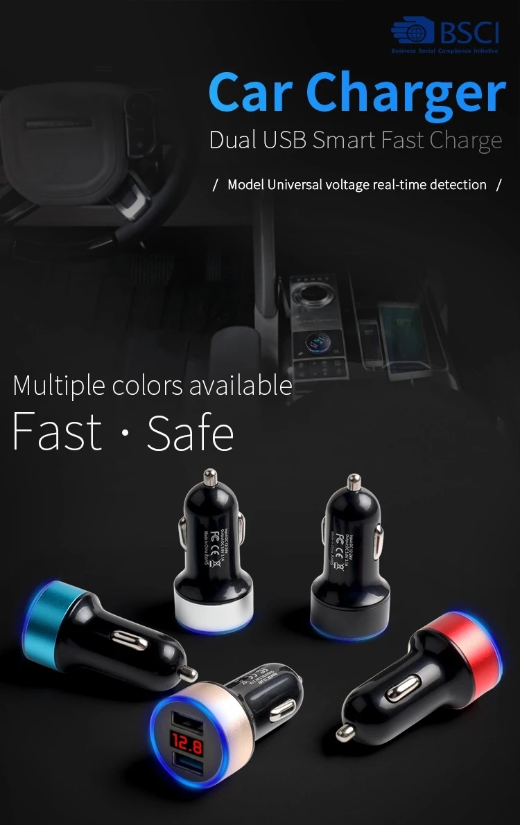 3.1a 5v Dual Usb Car Phone Charger Led Display Quick Charge Adapter Car Charger Usb Fast