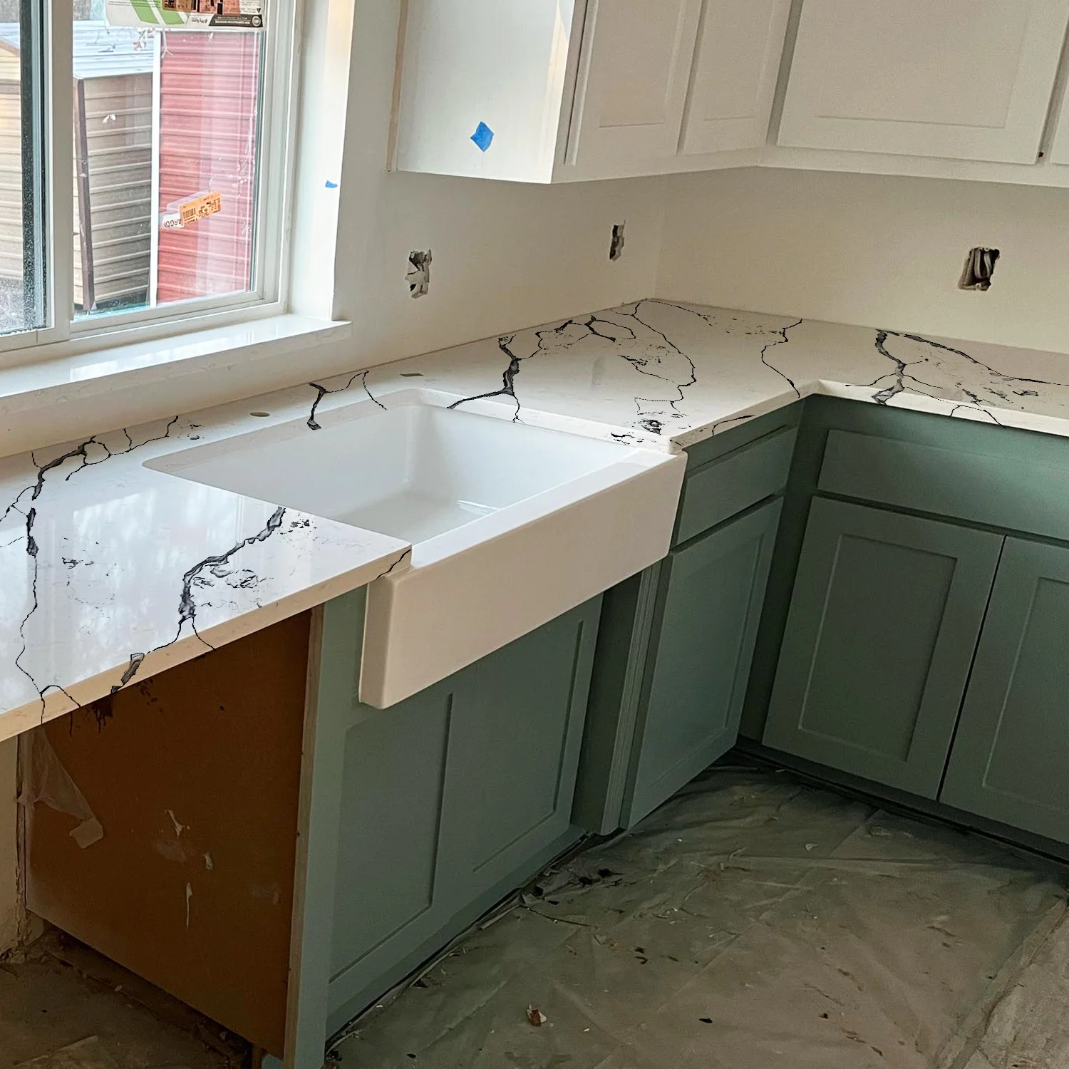 Horizon Artificial Low Silica Stone Quartz Slab Kitchen Counter Top Quartz Stone for Corner Cabinet Quartz Stone Slab Countertop