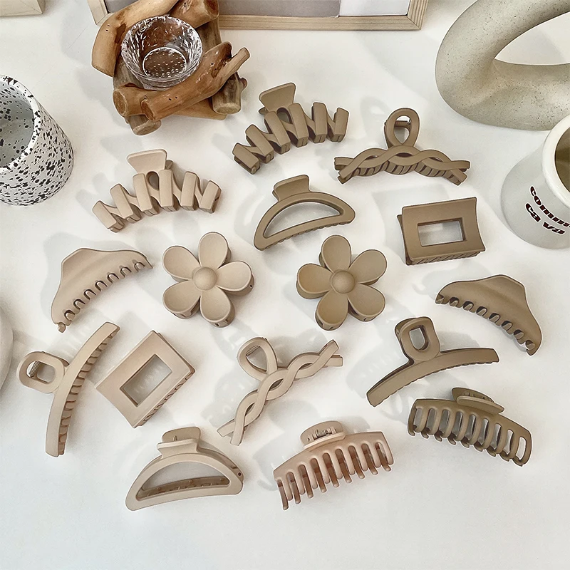 2023 бежевый цвет мокко геометрический Лидер продаж заколки для волос дешевые