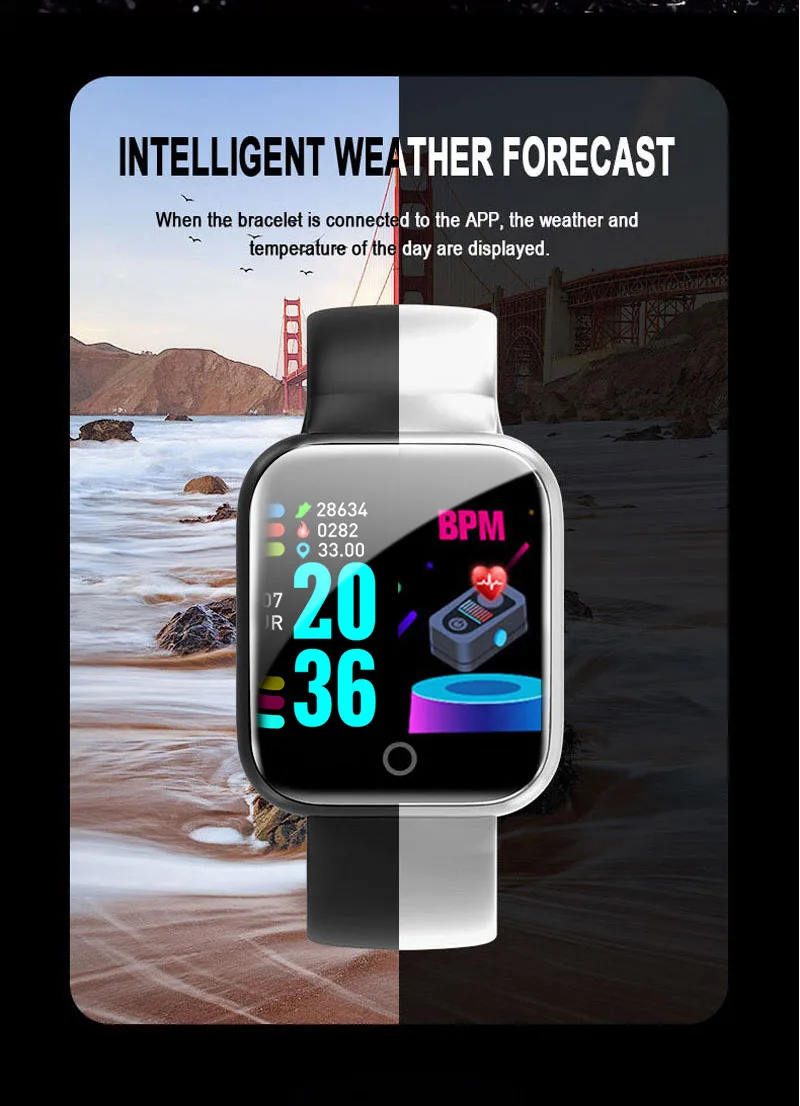 Dropshipping IP67 Information Push Shake To Take Pictures 1.3 Inch Screen Y68 Plus Smart Watch 2022
