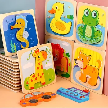 Wooden Puzzles for Toddlers 1-3 Puzzle for Kid Baby Puzzle Montessori Toys for 1 2 3+ Year Old Girl Boy
