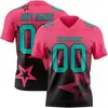 Rose Pink  Black  Aqua Green