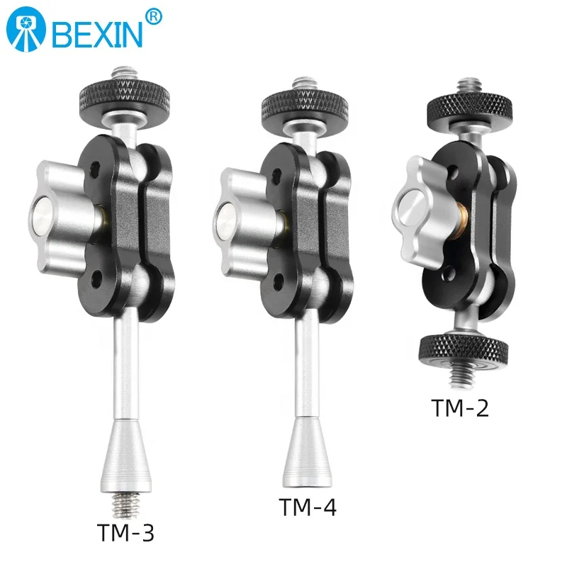 BEXIN 360 Degree Rotation 1/4 Mini Camera Clip Double Ball Head Adapter Clamp Universal Magic Arm Bracket Clip for Camera Phone