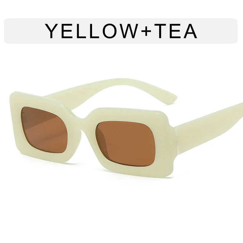 UNOC 2023 New Trendy Sunglasses with Vintage Square Frame Jelly Color Sun Glasses Eyewear Shades for Men Women in Blue Yellow