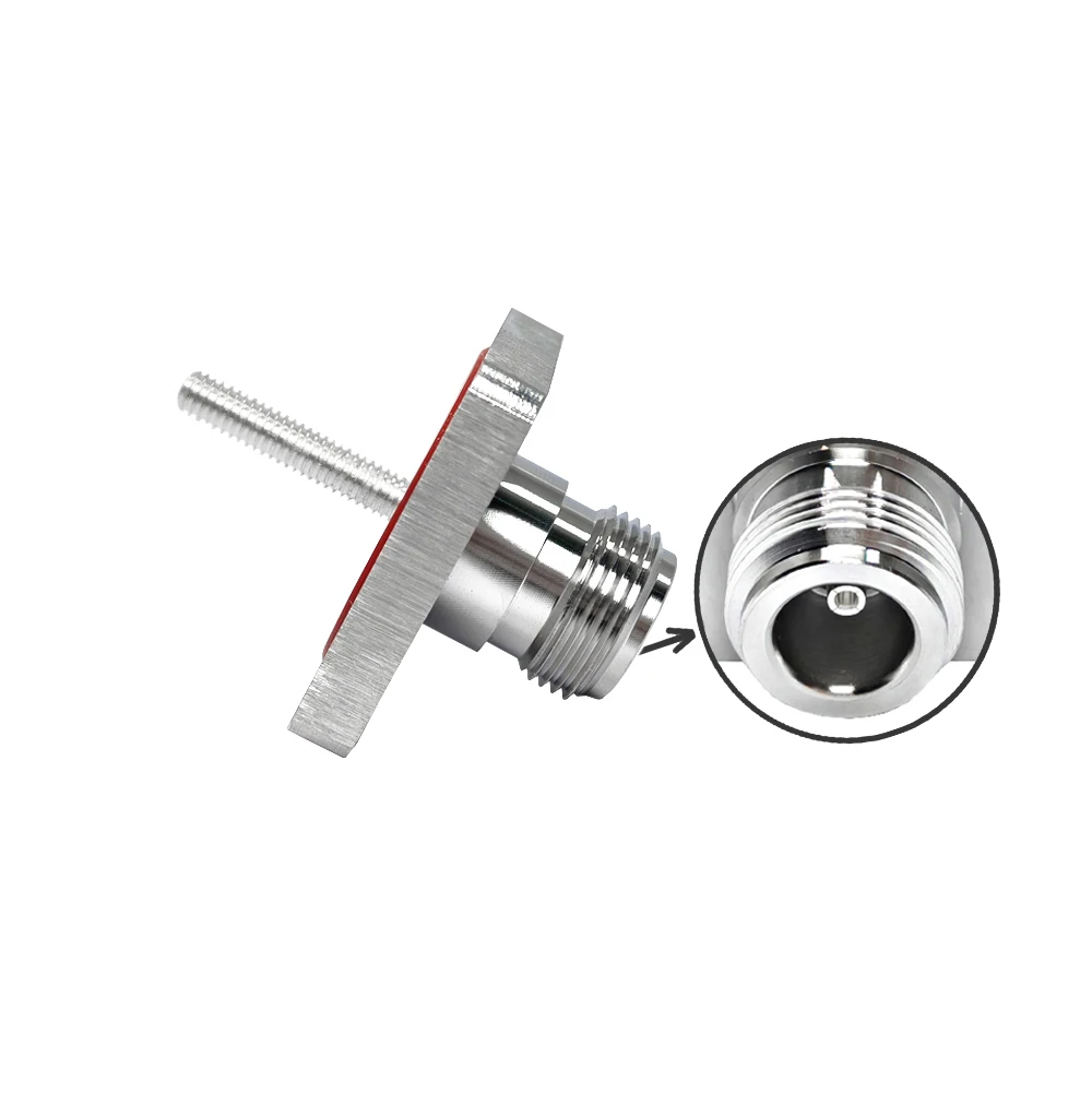 RF Connector N Type Female 4 Hole M5 Flange Panel Mount Connector 20mm Length Thread Coaxial Connector