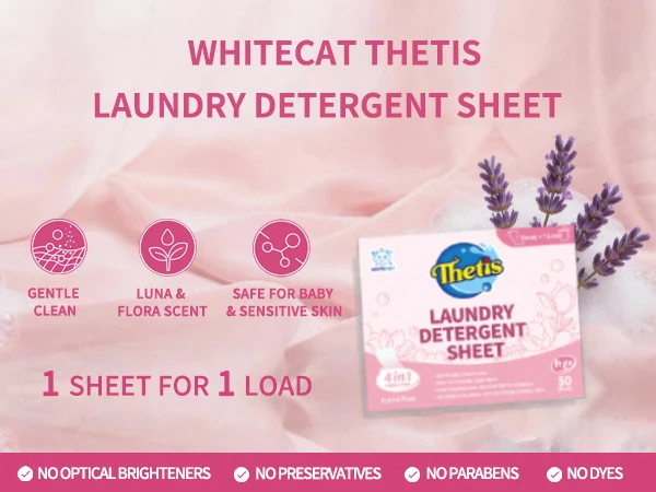 gentle clean Luna and Flora scent detergent laundry sheet