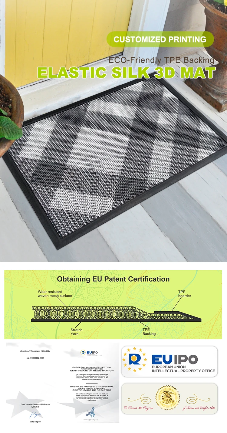 Printed door mat Outdoor inside Welcome elastic mesh door mat with TPE Backed(图3)