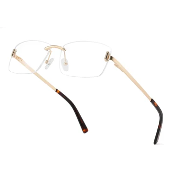 Occhiali Da Vista Uomo T36279 | Occhiali Rettangolari Oro In Titanio | IT - Foto 5