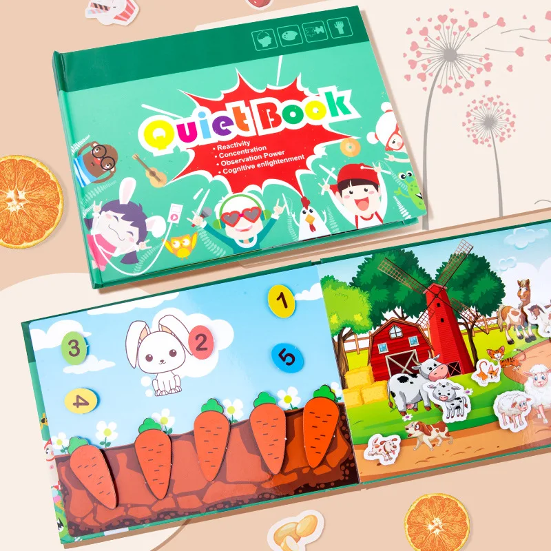 Просвещение Тихая Книга Детские игрушки Монтессори сельскохозяйственных животных цветов когнитивные учебных пособий детские развивающие игрушки Монтессори книги